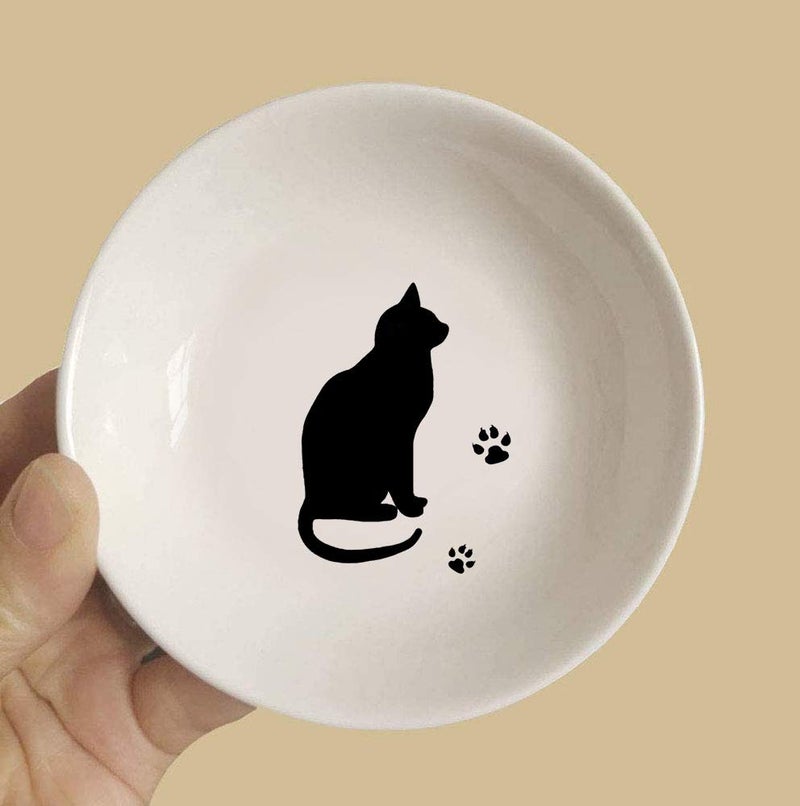 MISS TUTU 4pcs Ceramic Cat Dinner Plates Seasoning Dishes Appetizer Plates Dipping Bowl - Image 3